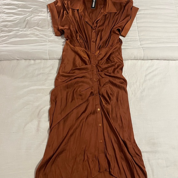 Steve Madden NWT Brown Button Front Midi Dress Size 8 - Picture 3 of 6